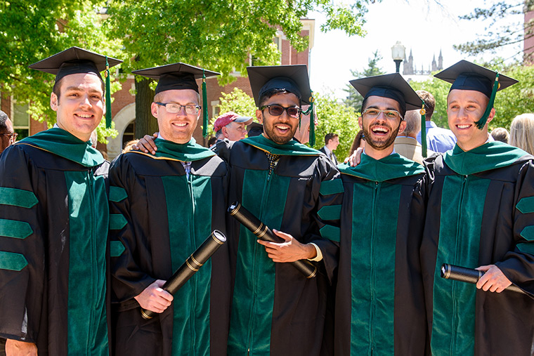Photo of School of Medicine graduates after commencement.