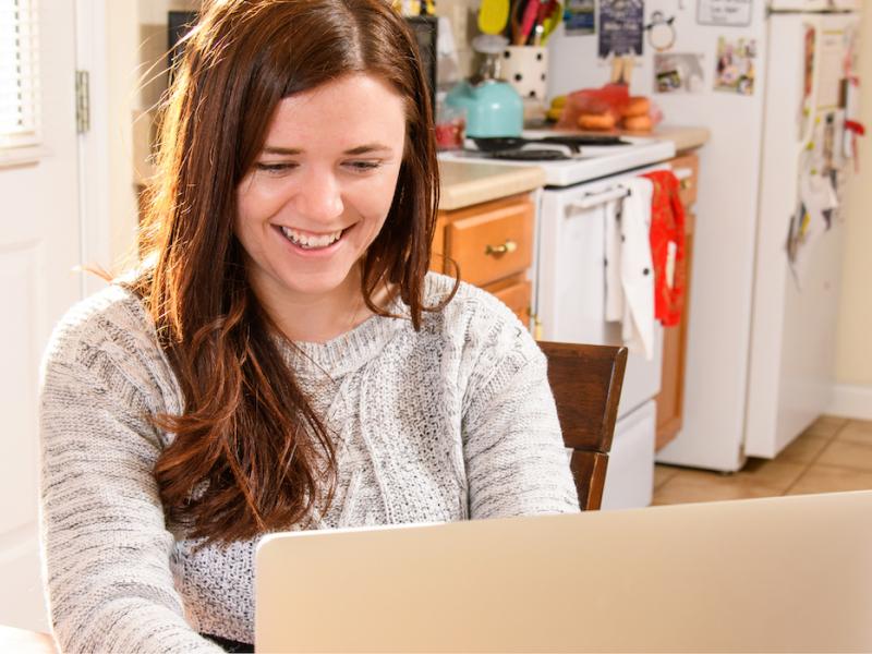 Student attending online class