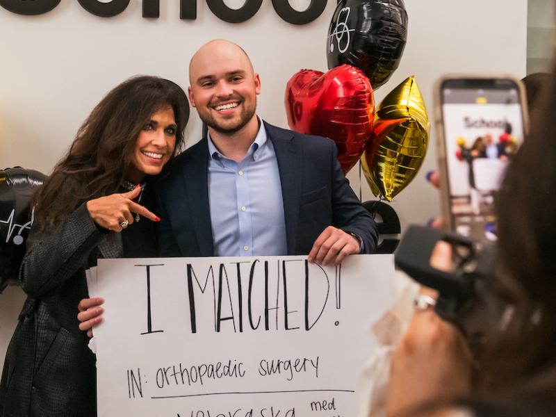 Photo of University of Missouri School of Medicine student celebrating his residency placement with his family