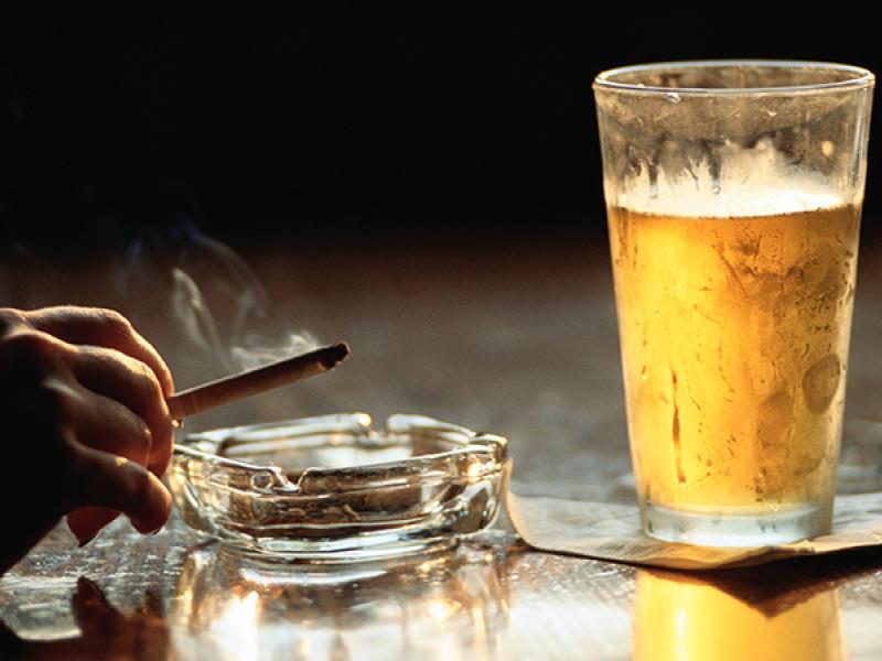 alcohol and a cigarette